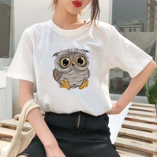 Cute Owl Printed T Shirt Women Hip Hop Vogue Punk Tshirt Punk Short Sleeve Round Neck Trendy Summer Casual Female T-shirt