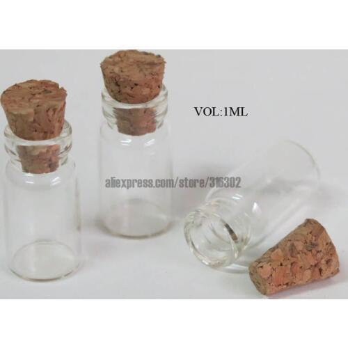 50 x 1ml Small Glass Jars Mason Jar Message Vials Cheap Cork Stopper Bottle DIY Small Glass Bottle Mini Containers