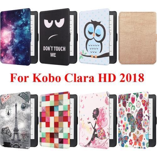 For Kobo Clara HD 6.0 inch E-Book Protective Capa Founda Reader Case Smart Cover Pouch for Kobo ClaraHD 2018 Girl Tower Printing