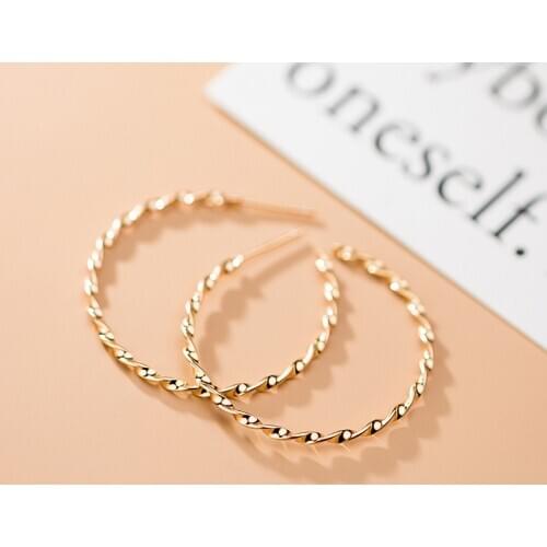 MloveAcc Real 100% 925 Sterling Silver Big Circle 35mm Hoop Earrings for Women Fashion sterling-silver-jewelry