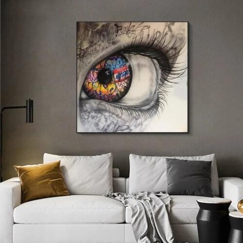 Realistic eye graffiti modular art posters and printed on canvas for drawing paintings in the living room decorate the house