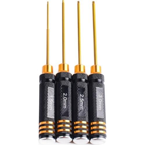 RC Tools hex screw driver set titanium plating hardened 1.5 2.0 2.5 3.0mm screwdriver For Rc helicopter Car ship Rc toys