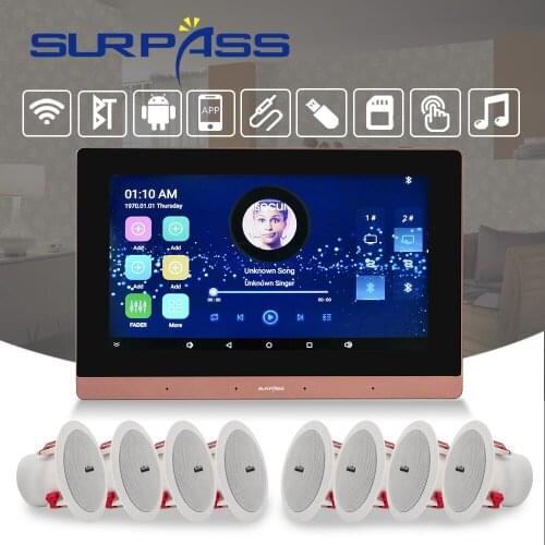 Smart Home Bluetooth In Wall Amplifier Android WiFi Stereo Audio 8x25W Subwoofer Ceiling Speaker Theater System Background Music