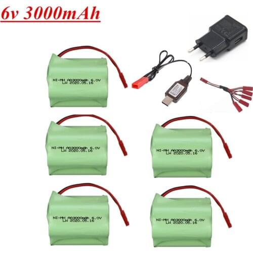 6V 3000mAh Ni-MH Battery For RC Cars Robots Tanks Gun Boats AA 2400mah 6v NiMH upgrade Battery Pack with Charger sets