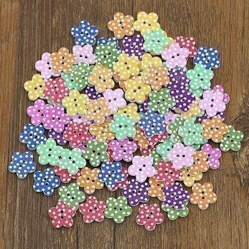 New 2016 100 Pcs Lovely Wooden Buttons DIY Sewing Scrapbooking Flower Dots Mixed 20 X 2mm