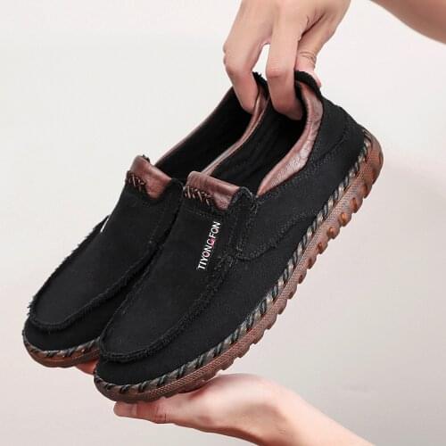 New Mens Canvas Casual Slip-On Clunky Sneaker for Men Fashion Thick-Soled Dad Shoes Beef Tendon Bottom Sneakers Big Size 47