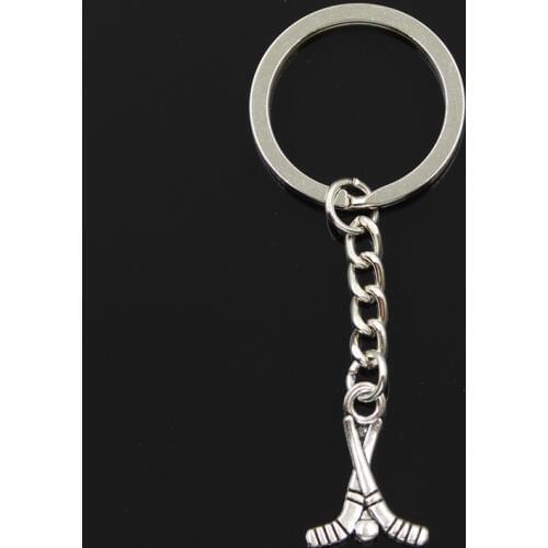 New Fashion Keychain 16x23mm Hockey Club Pendants DIY Men Jewelry Car Key Chain Ring Holder Souvenir For Gift