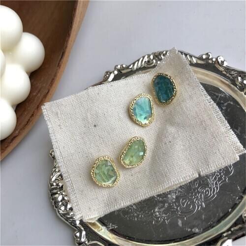 RUANME Drop Glaze Pair Of Earrings Color Blue Shell Earrings Women Lakes Irregular Geometrical Earrings Jewelry Accessories
