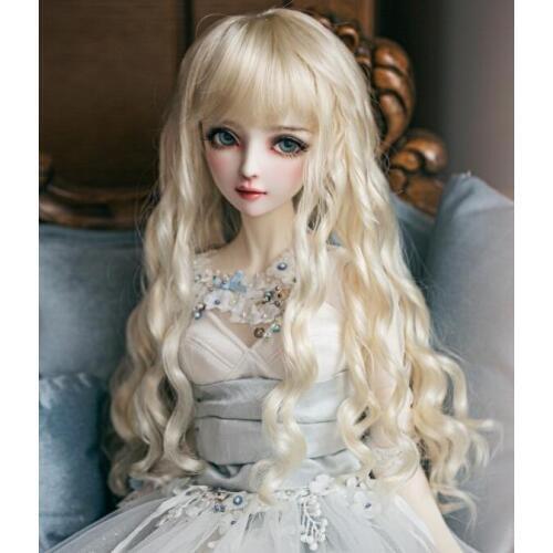 Hot Imitation mohair Pale gold Long Curly hair For 1/3 1/4 1/6 SD DD BJD Doll Wig baby hair