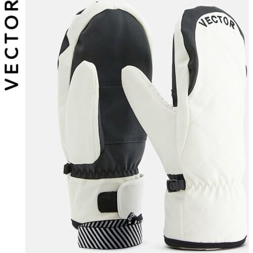 Extra Thick Women 2-IN-1 Mittens Ski Gloves Snowboard Men Snow Winter Sport Warm Waterproof Windproof Skiing Faux Leather Plam