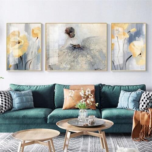 Nordic Wear Wedding Dress Girl Poster Flower Art Prints Waterproof Ink Canvas Painting Modern Pictures Living Room Bedroom Decor