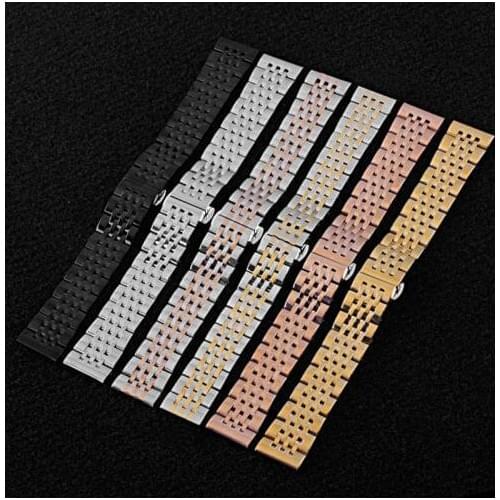18/20/22/24/26mm Stainless Steel Watch Band Push Button Hidden Butterfly Clasp Watchbands Strap Replacement Accessories