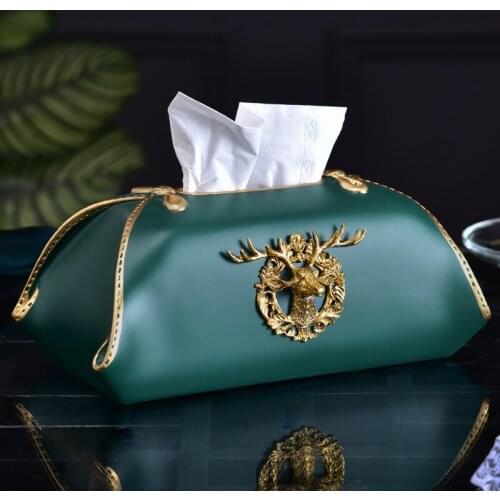 Nordic Luxury Tissue Boxes Creative Leather Living Room Organizer Storage Tissue Boxes Boite A Rangement Home Garden DB60ZJ