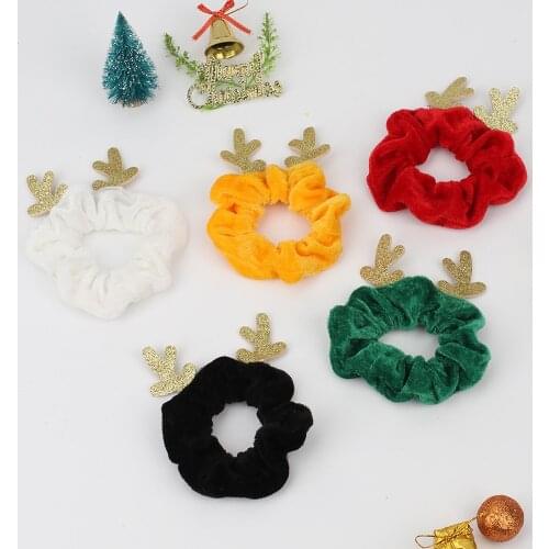 Christmas Antlers Elastic Hair Rope Rubber Band Solid Color Headband Makeup Korea Elegant Hairbands for Women Hair Ties Accessor