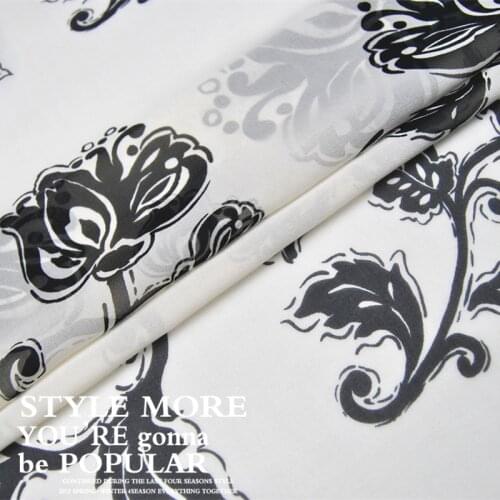 Silk Georgette Chiffon Fabric Dress 12 momme White Flower Spring Summer Thin Skirt DIY Patchwork Tissue