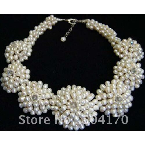 Fabulous Freshwater Pearl Fancy Necklace Natural Rice Pearl Chokers Necklace Handmade Pearl Wedding Jewelry Hot FP471
