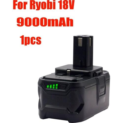Replace Ryobi 18V Power Tool 9000mAh Li-ion Battery BPL1820 P108 P109 P106 P105 P104 P103 RB18L50 RB18L40,with Charger
