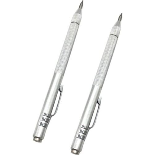 Tungsten Carbide Tip Scriber 2 Pack, Aluminium Etching Engraving Pen with Clip and Magnet for Glass/Ceramics/Metal Sheet