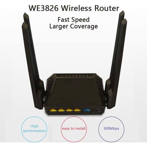 Wiflyer WE3826 300Mbps Wifi Router 2.4G USB2.0 Wireless Wifi Router OpenWRT Firmware MTK7620N RAM 64M 4 High Gain Antennas Wider