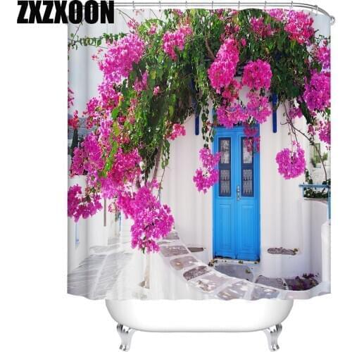 Green Plant Leaf Trees Flower House Bathroom Shower Curtain Frabic Waterproof Polyester Bath Curtains Bathroom Decoration