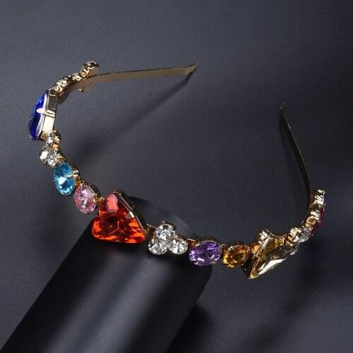 Korean Metal Hairband Female Baroque Glass Crystal Simple Headband Luxury Rhinestones Hair Accessories Hair Jewelry Gift