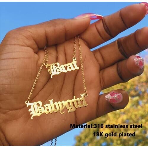 Babygirl Name Necklace Women Stainless Steel BFF Necklace Sammtha Angel Dad Mommy Jasmine Mohammed Necklace Pendants Jewelry
