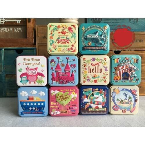 6Pcs/Lot Tin Box Cute Sugar Tea Coffee Sundries Snacks Storage Case Candy Box Three-dimensional Relief Size:7.5x7.5x6.5cm