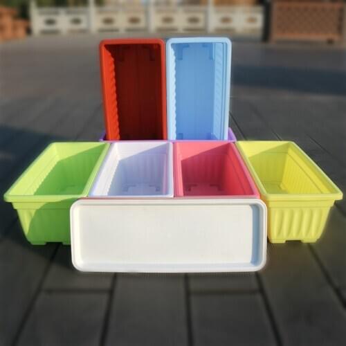 1 white resin rectangular vegetable pot gardening creative flowerpot new white + tray length 44cm * width 19cm * height 14cm