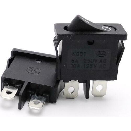 10pcs/lot Black 2 pin boat switch power switch copper feet with light 6A/250V KCD1-110 ultrathin ON/OFF
