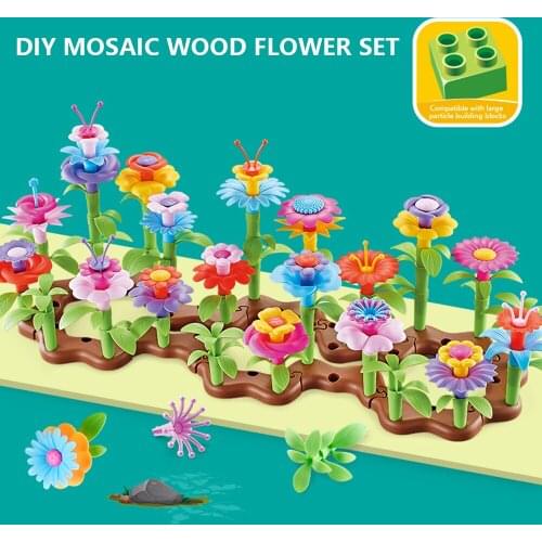 104pcs/box Flower Garden For Kids Arrangement for Girls Children Flower Educational Toys Toy Assembling Garden Building Toys