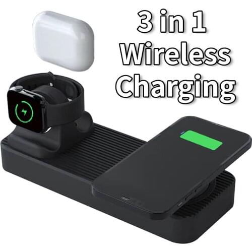 3 In 1 Silicone Wireless Chargers Pad Base Station Phone Holder Desk Stand for IPhone Charger for IPhone for Apple Watch Airpods