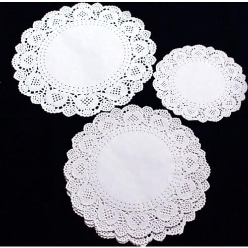 36Pcs/set (Include 3 Size) Round Oil-absorbing Paper Lace Doilies Cupcake Disposable Tableware Wedding Party Decoration