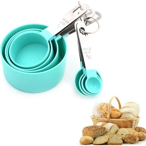 8PCS Stainless Steel Measuring Cups And Spoons Set Nesting Measuring Tool With Foldable Funnel Stackable Tablespoons Home Tools