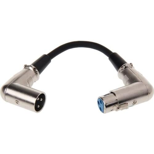 CPDD 90 Degree Angled 3-Pin XLR Male To Female Cable 0.2m For Microphone Mixer