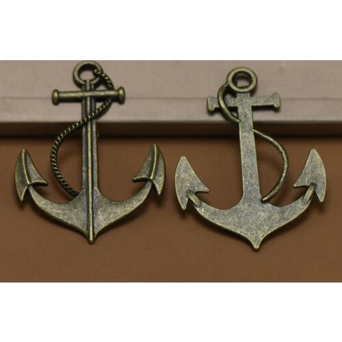 ANGRLY 10pcs 56*41mm Have Hook Up Marine Military Style Alloy DIY Handmade Accessories Metal Rudder Anchors Wedding Decoration