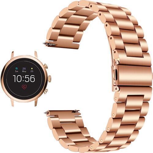 Quick Release Stainless Steel Watchband for Fossil Gen 4 Q Venture HR /Gen 3 Q Venture Watch Band Wrist Strap Bracelet Rose Gold