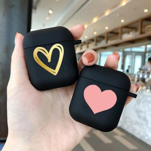 Golden Pink Gesture Love Heart Headphone Case For Apple AirPods 2 1 Shockproof Protection Wireless Earphone Air Pods Box Cover