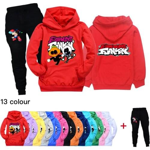 Childrens Sets Friday Night Funkin Double-sided Printing Pocket Hoodie + Pants Two Piece Sweatshirts Suits Childrens Tracksuit