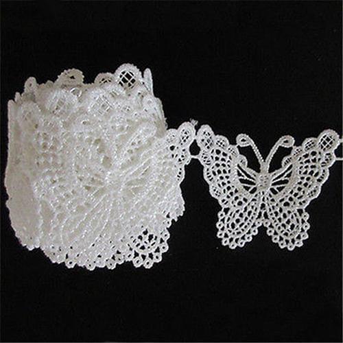 HOT SALE! 1m Vintage White Butterfly Lace Edged Trim Embroidery Applique for Sewing Craft Vintage Hollow Butterfly Lace Applique