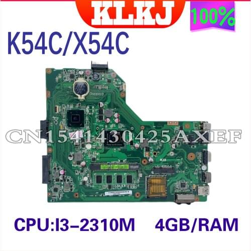 KLKJ K54C Laptop Motherboard For ASUS X54C Original Mainboard 4GB-RAM I3-2310M