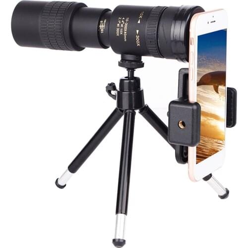 10-300X40mm BAK4 Prism Monocular Telescope Spotting Scope with Smartphone Holder and Tripod for Adults Bird Watching Camping