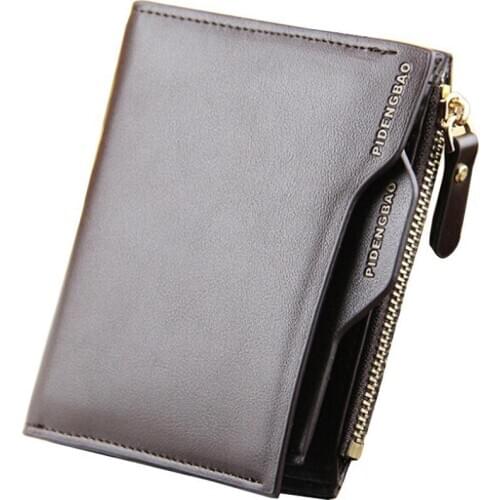 HOT SALES 2021 Men\s Short Vertical Faux Leather Wallet Bifold Card Money Multi-slot Clutch Purse