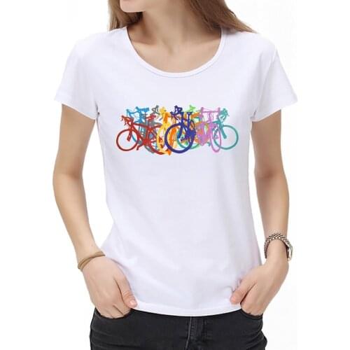 New women Vintage Fixed Gear Road Bicycle Classic T-Shirt Fashion Women Old Bikes Print Sport Casual Tops Hip Hop Girl Tee shirt