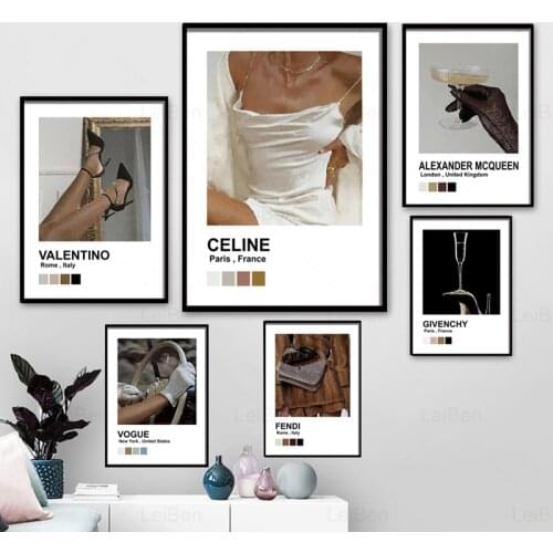 Vogue Magazine Cover Retro Poster High Heels Goblet Wall Art Canvas Painting Aesthetic Picture Modern Home Decor Living Room