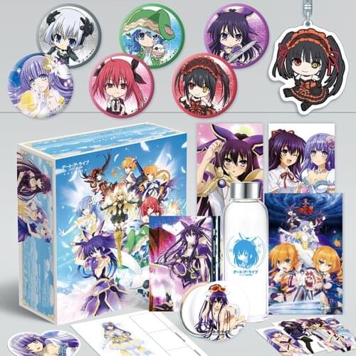 Anime DATE A LIVE Toy Gift BOX Yatogami Kurumi Yoshino Tohka Poster Badge Keychain Postcard Water Cup Bookmark Sticker Wristband