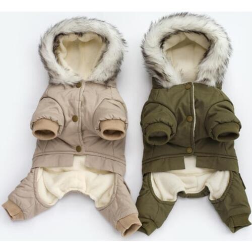 Pet Dog Clothes Winter Warm Dog Green Coat Jumpsuit Thicken Pet Clothing For Yorkshire Teddy Dogs Costume Puppy Clothes Jackets