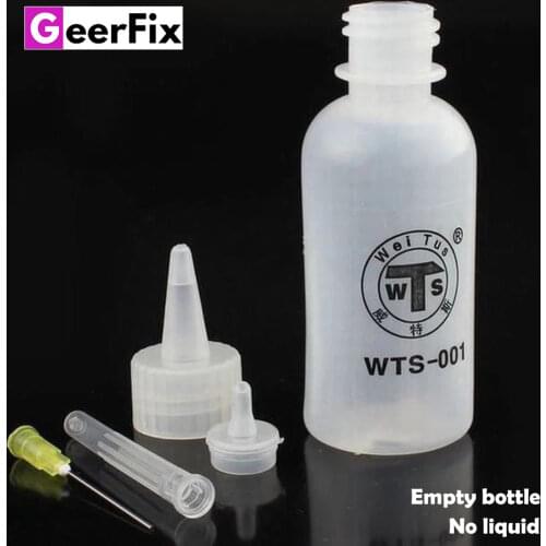 Soldering Cleaning Clear Liquid Flux Plastic Hand Bottle Needle Tip Alcohol Oil Dispenser Cleaner DIY Repair WTS-001 50ml