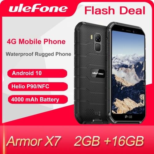 Ulefone Armor X7 Rugged Smartphone Android 10 Cellphone 2GB 16GB ip68 Waterproof Dustproof Quad-Core NFC 4G Mobile Phone