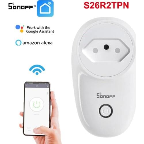 SONOFF S26R2 Socket Plug 10A Wifi Switch Smart Home Automation eWelink APP Remote /Timing Voice Control For Alexa Google Home