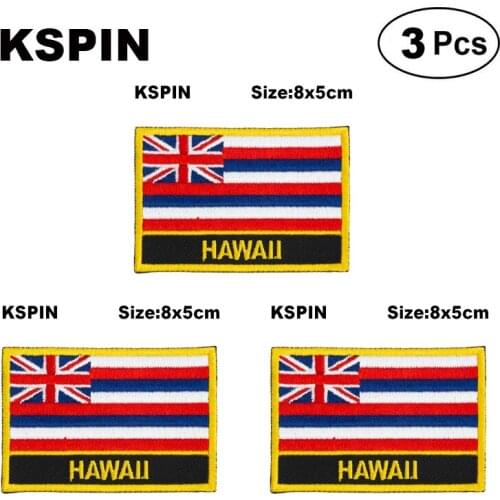 U.S.A Hawaii Rectangular Shape Flag patches embroidered flag patches national flag patches for clothing DIY Decoration